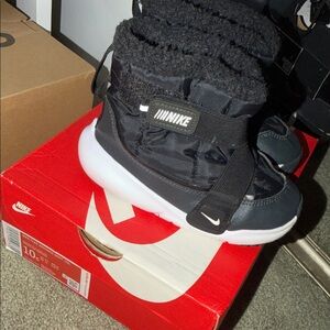 Nike Black and White Kids Snow Boot Sneakers